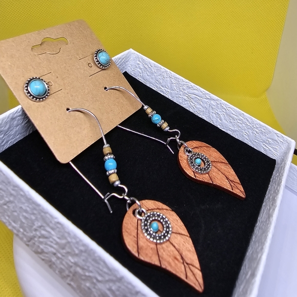 2 pr Fashion Faux Turquoise Earrings - Picture 6 of 7